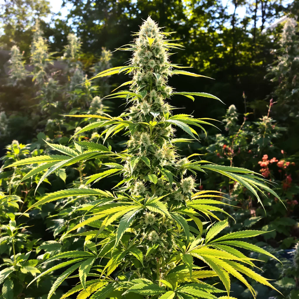 Big Band 37% indica / 63% sativa — flor con tricomas visibles