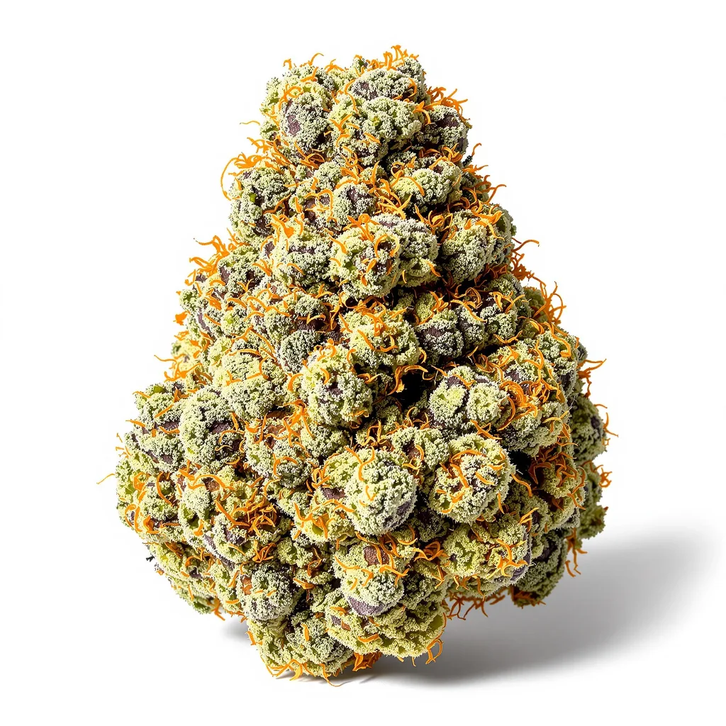 Big Band 37% indica / 63% sativa — flor con tricomas visibles