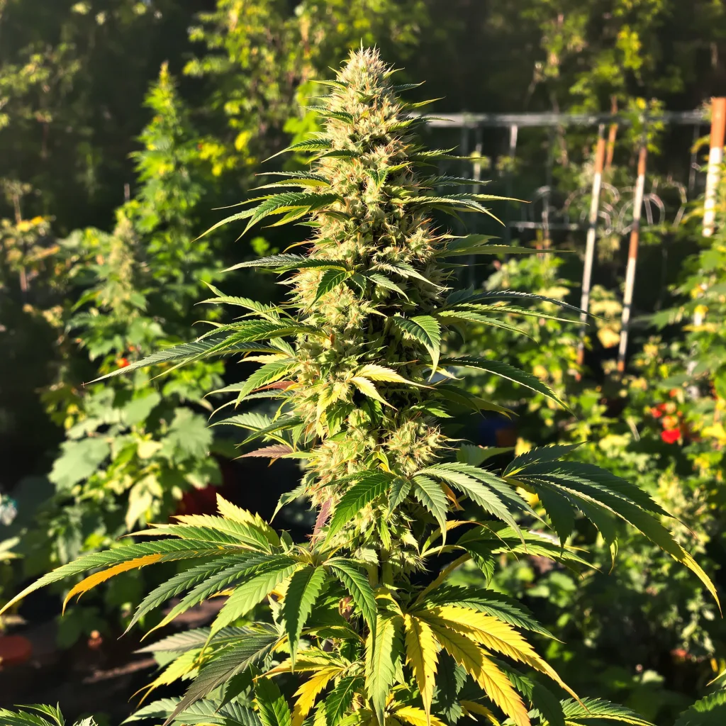 Big Blue 56% indica / 44% sativa — flor con tricomas visibles