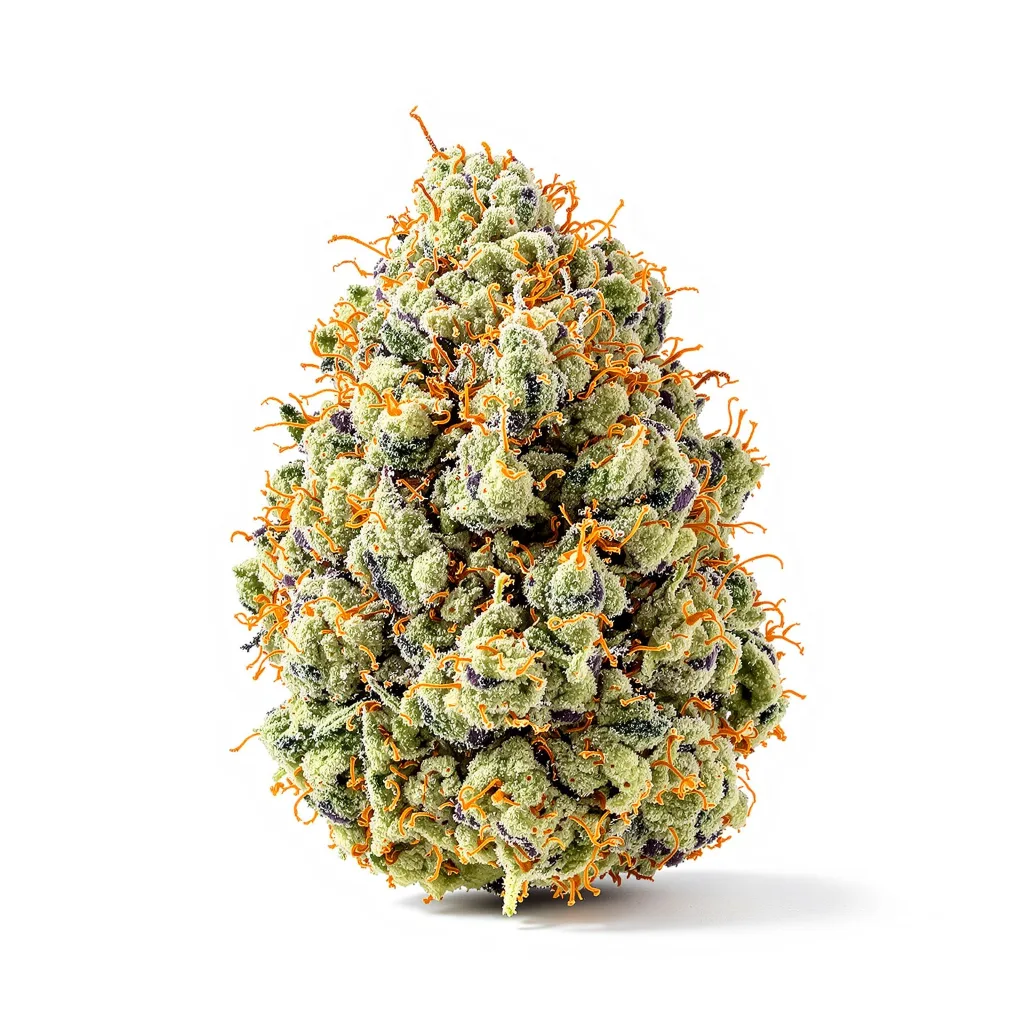 Big Blue 56% indica / 44% sativa — flor con tricomas visibles