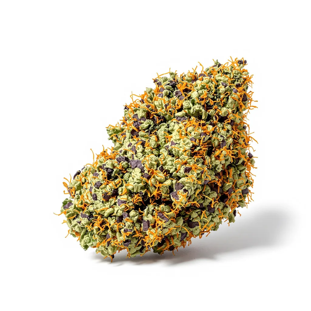 Big Bud 85% indica / 15% sativa — flor con tricomas visibles