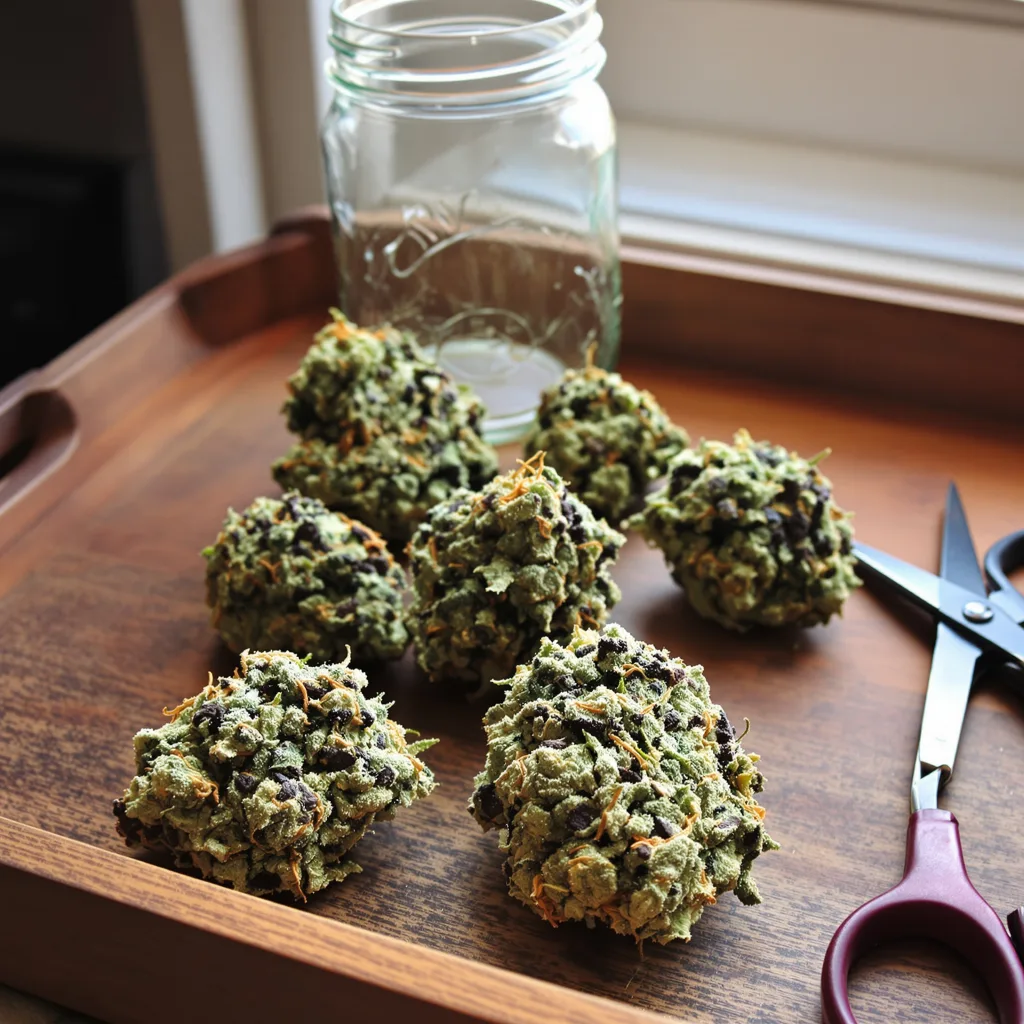 Big Buddha Cheese 60% indica / 40% sativa — flor con tricomas visibles