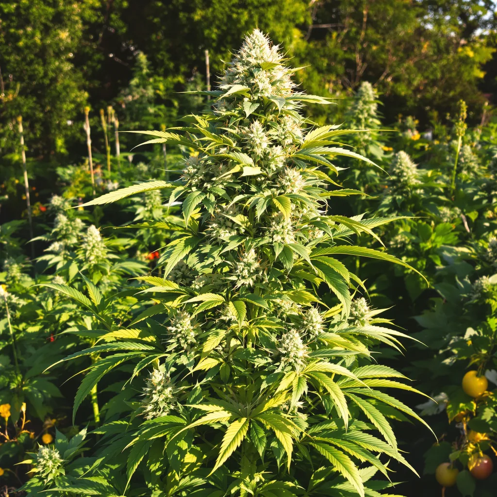 Big Buddha Cheese 60% indica / 40% sativa — flor con tricomas visibles