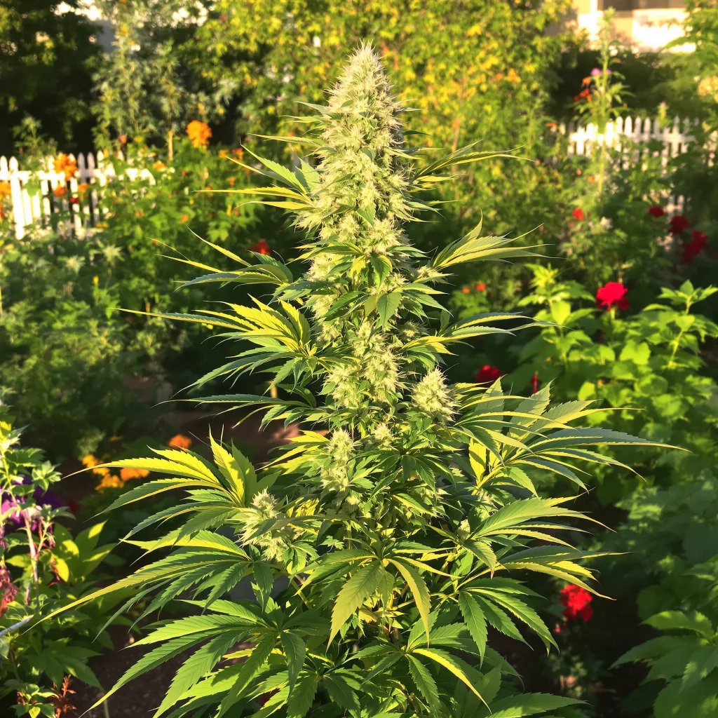 Big Buddha Cheese 60% indica / 40% sativa — flor con tricomas visibles