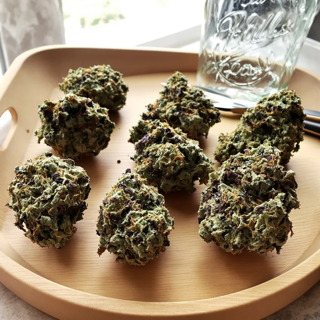 Big Cheese 84% indica / 16% sativa — flor con tricomas visibles