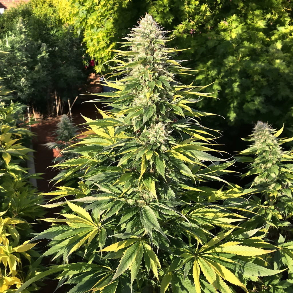 Big Devil 44% indica / 56% sativa — flor con tricomas visibles