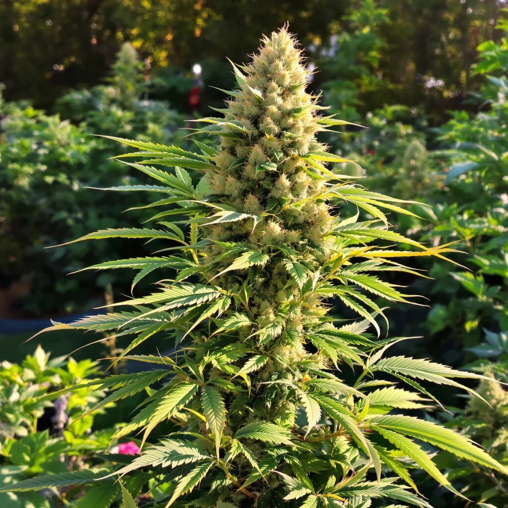 Big Kush 35% indica / 65% sativa — flor con tricomas visibles
