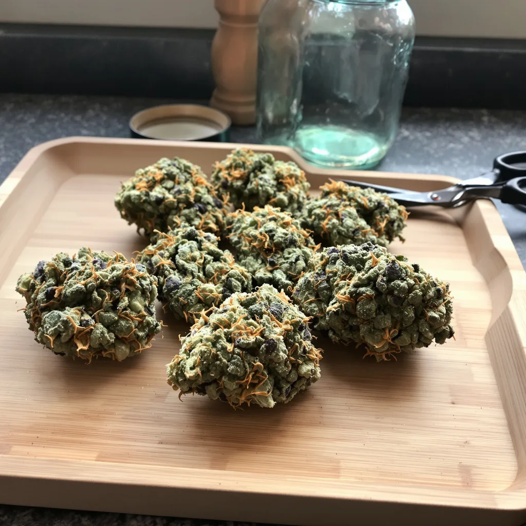 Big Smooth 62% indica / 38% sativa — flor con tricomas visibles