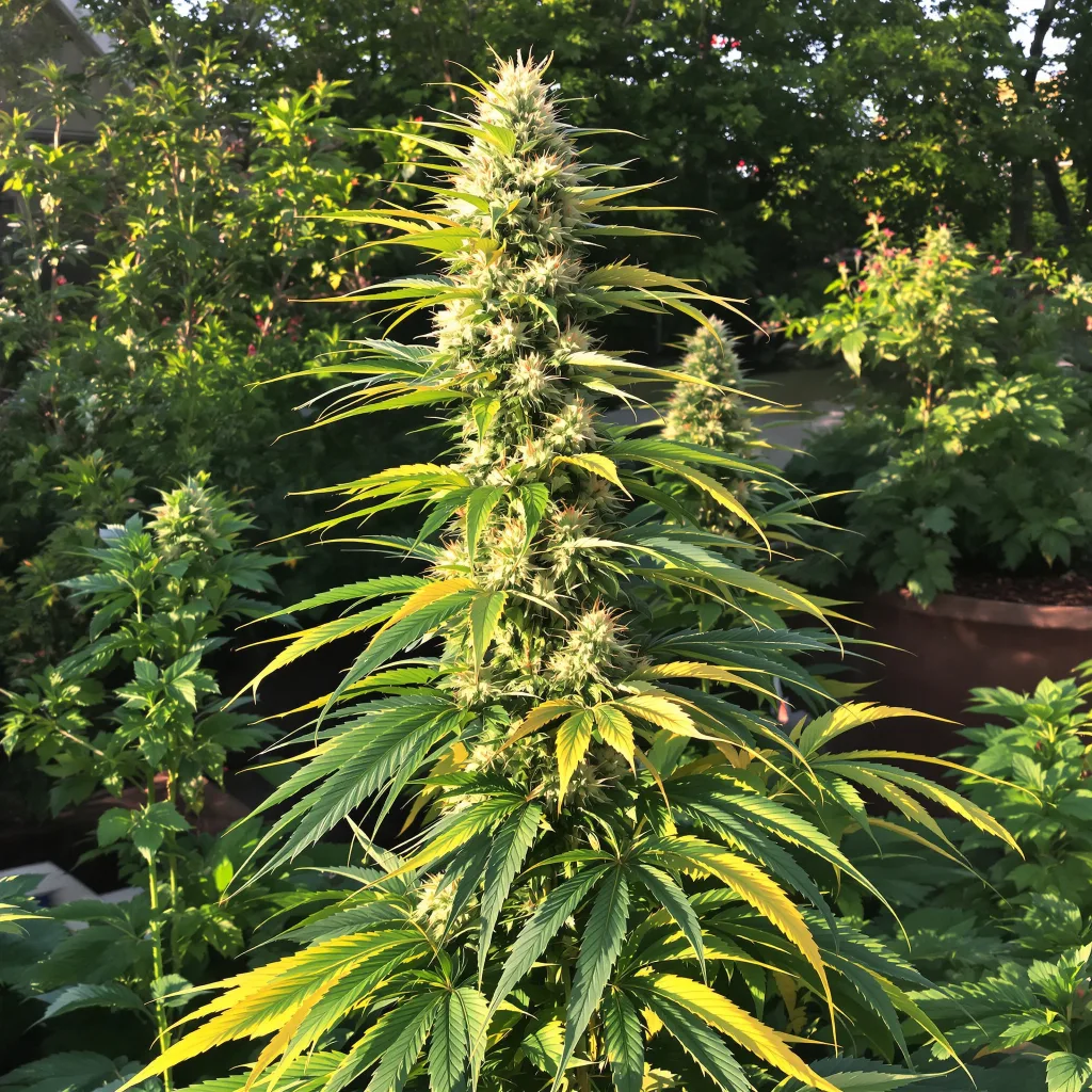 Big Sticky 19% indica / 81% sativa — flor con tricomas visibles