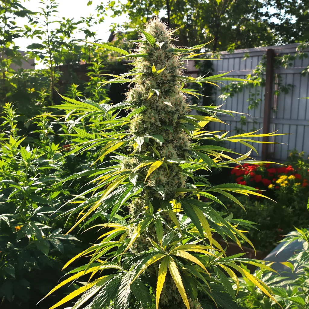 Biker Le Blanc 46% indica / 54% sativa — flor con tricomas visibles