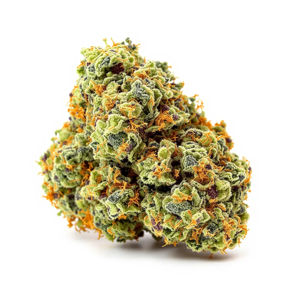 Biker Le Blanc 46% indica / 54% sativa — flor con tricomas visibles