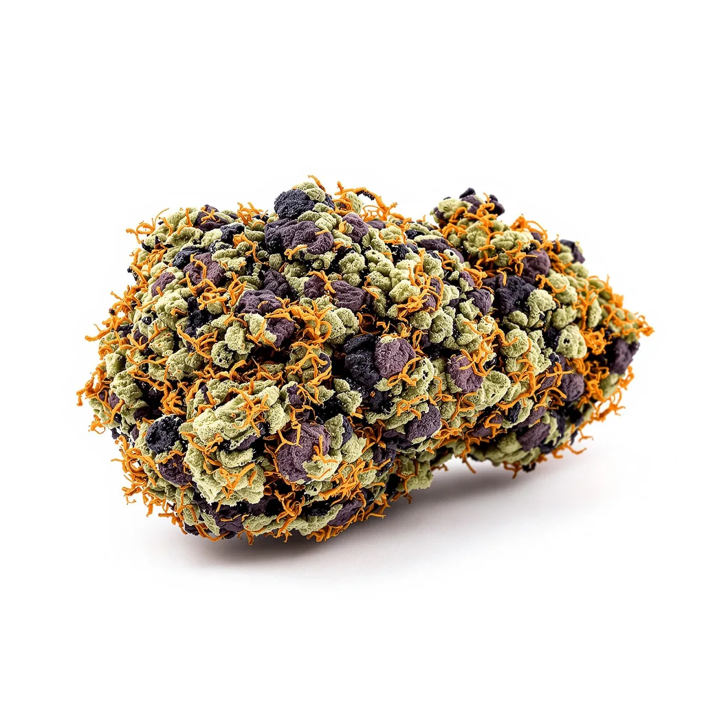 Biochem 78% indica / 22% sativa — flor con tricomas visibles