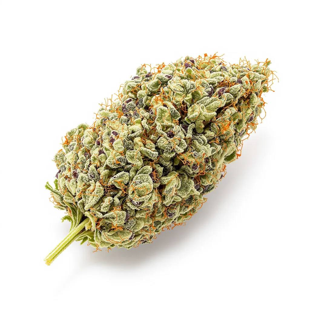 Birthday Cake Kush 60% indica / 40% sativa — flor con tricomas visibles