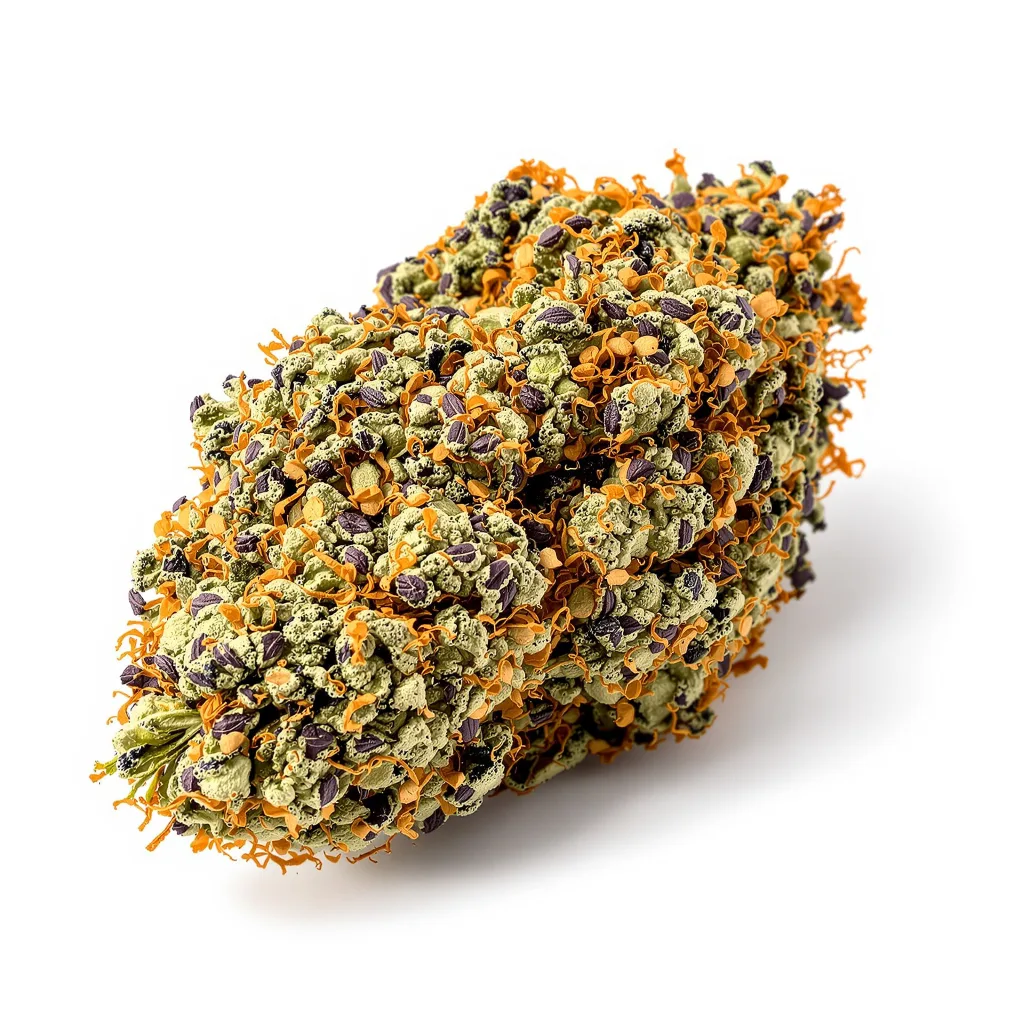 Biscotti 80% indica / 20% sativa — flor con tricomas visibles