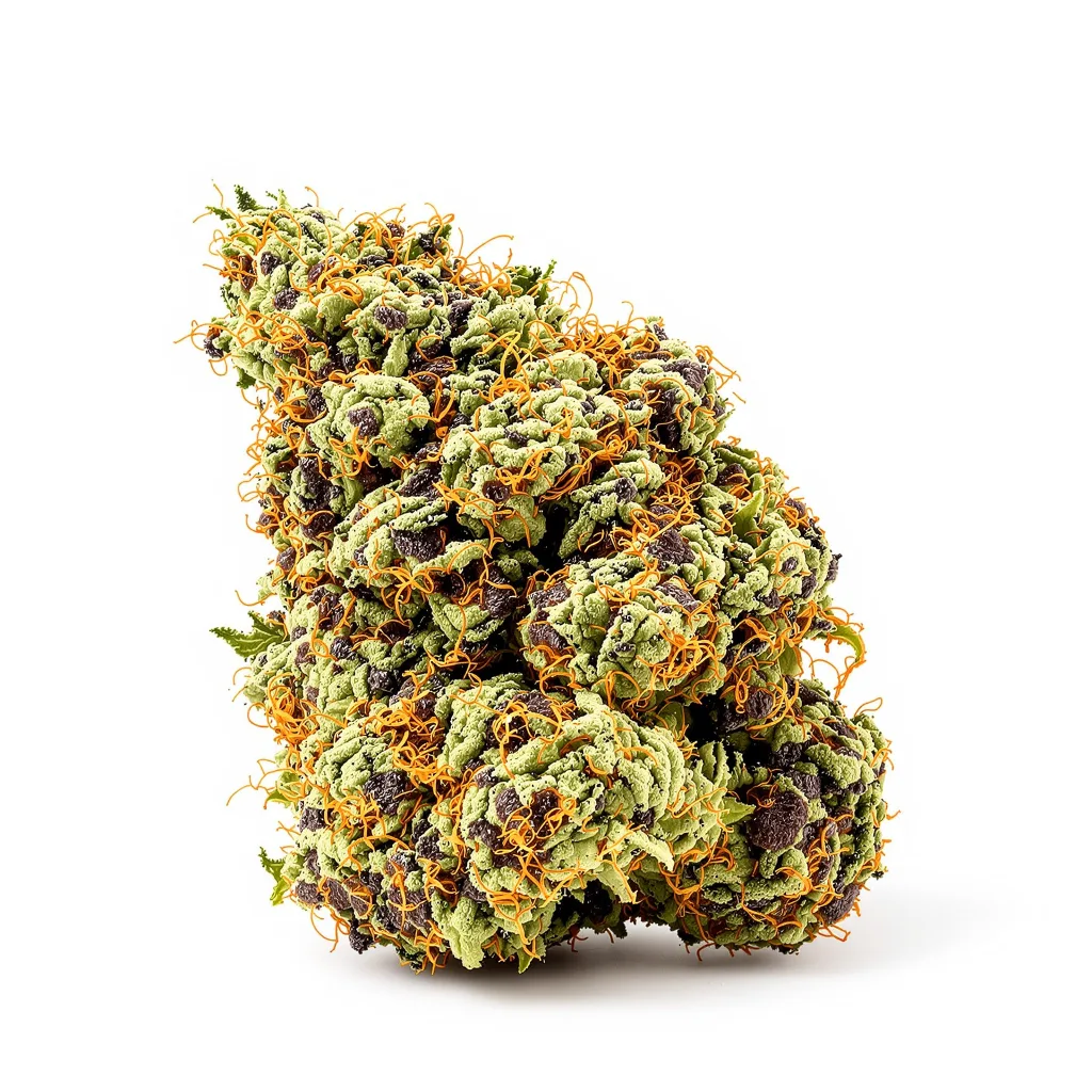 Black 84 86% indica / 14% sativa — flor con tricomas visibles