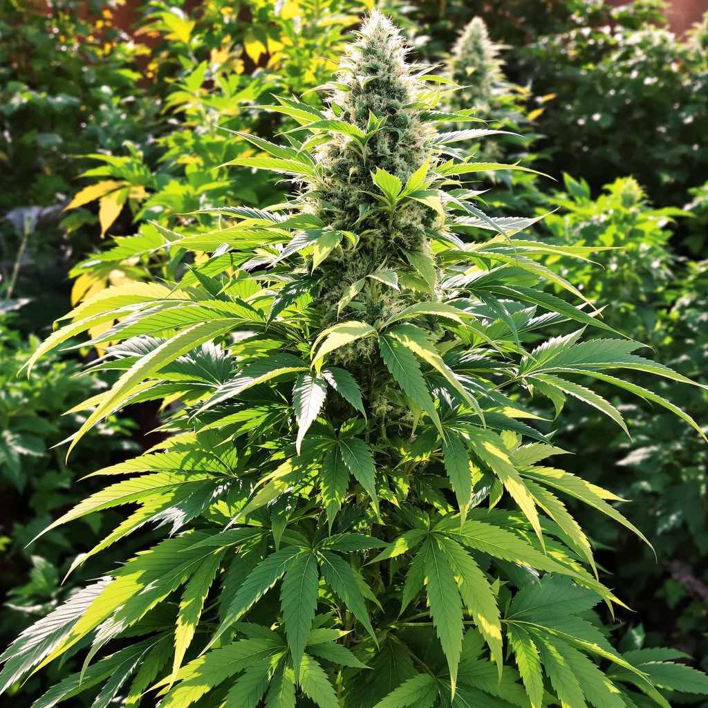Black Bubba 69% indica / 31% sativa — flor con tricomas visibles