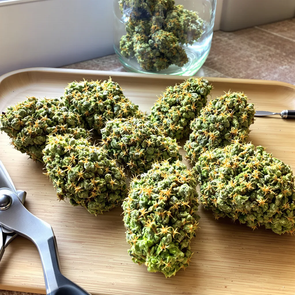 Black Cherry Soda 20% indica / 80% sativa — flor con tricomas visibles