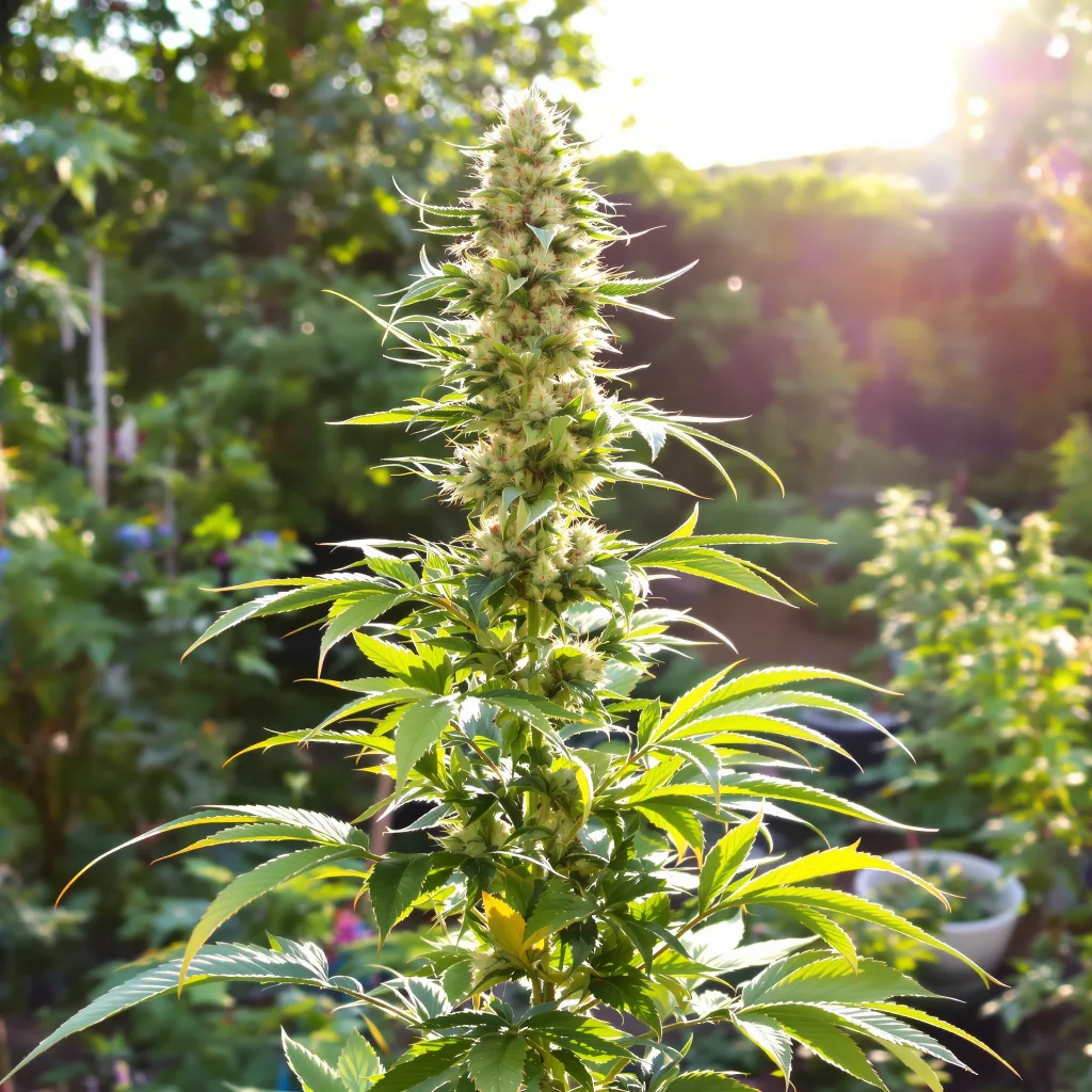 Black Diamond 53% indica / 47% sativa — flor con tricomas visibles