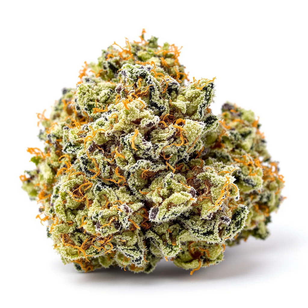 Black Diamond 53% indica / 47% sativa — flor con tricomas visibles