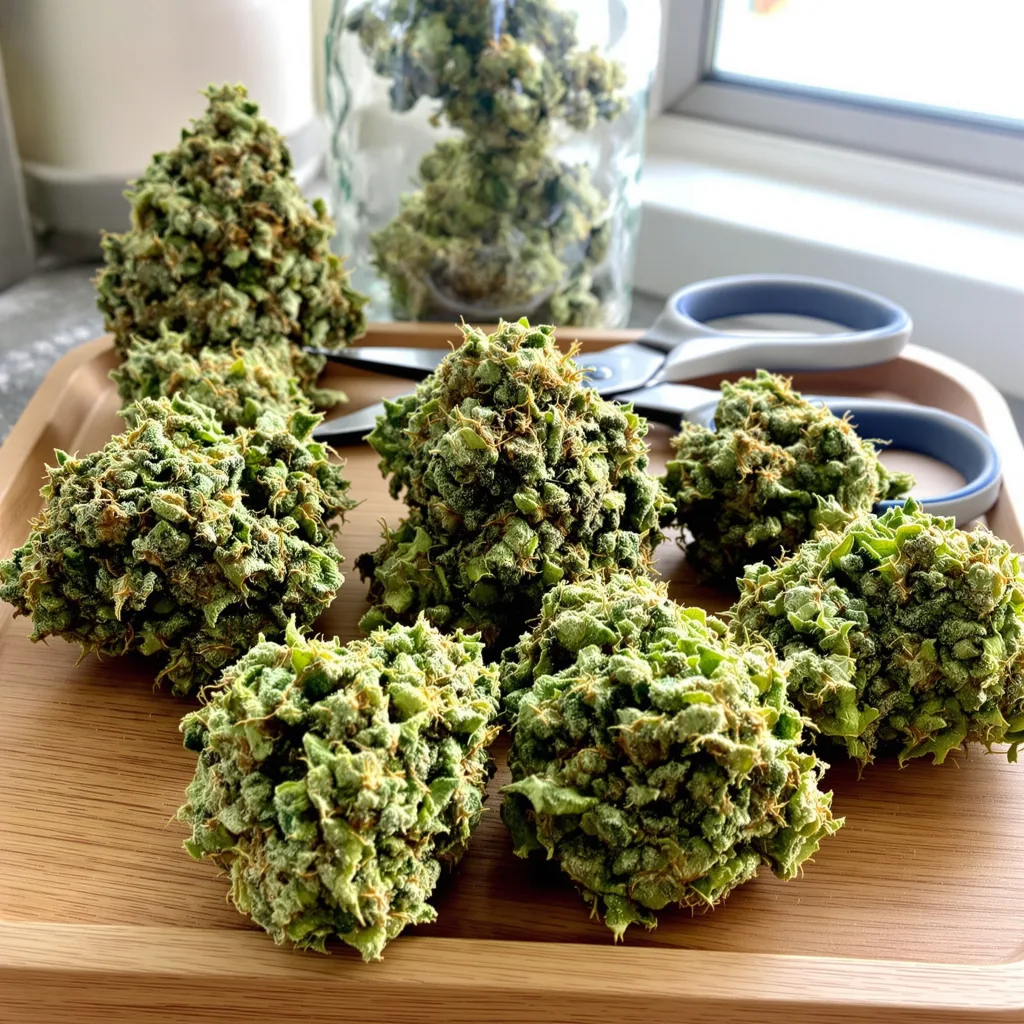 Black Jack 20% indica / 80% sativa — flor con tricomas visibles