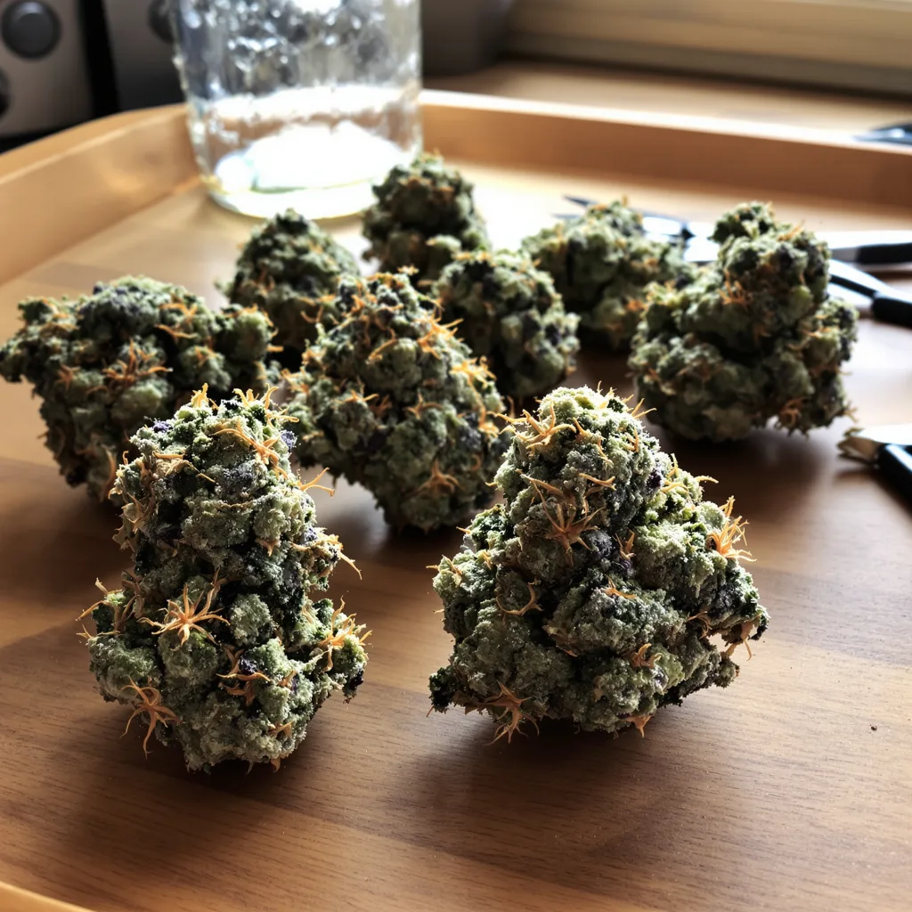 Black Mamba 60% indica / 40% sativa — flor con tricomas visibles