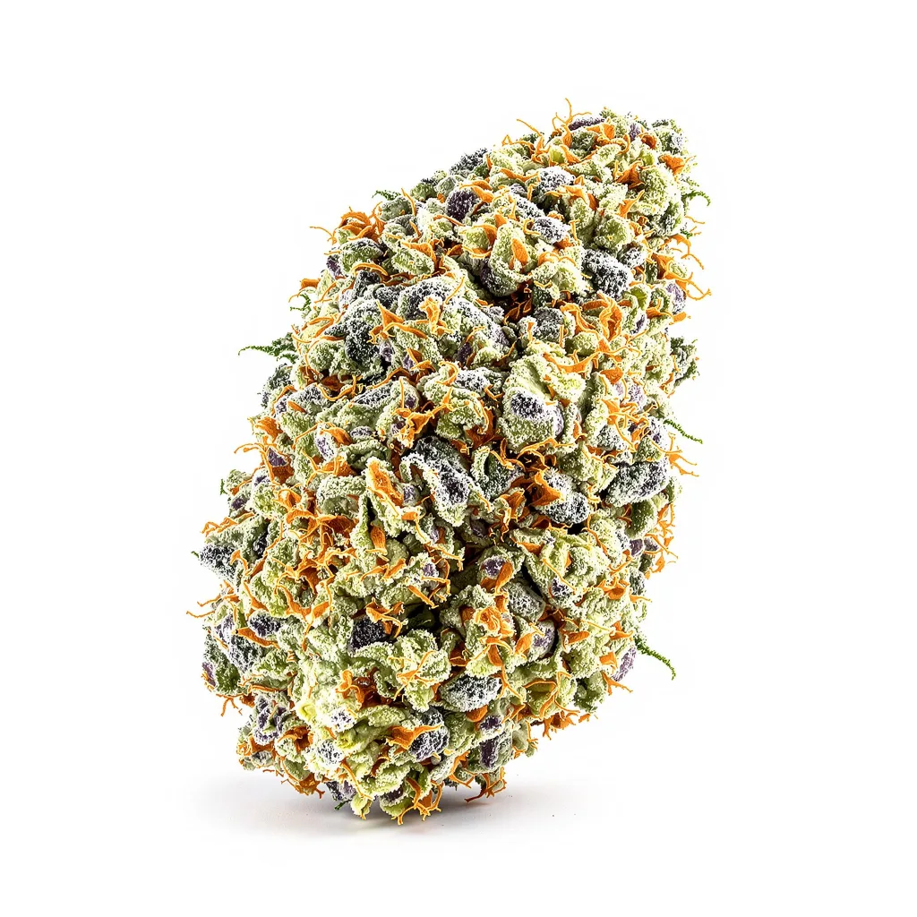 Black Mamba 60% indica / 40% sativa — flor con tricomas visibles