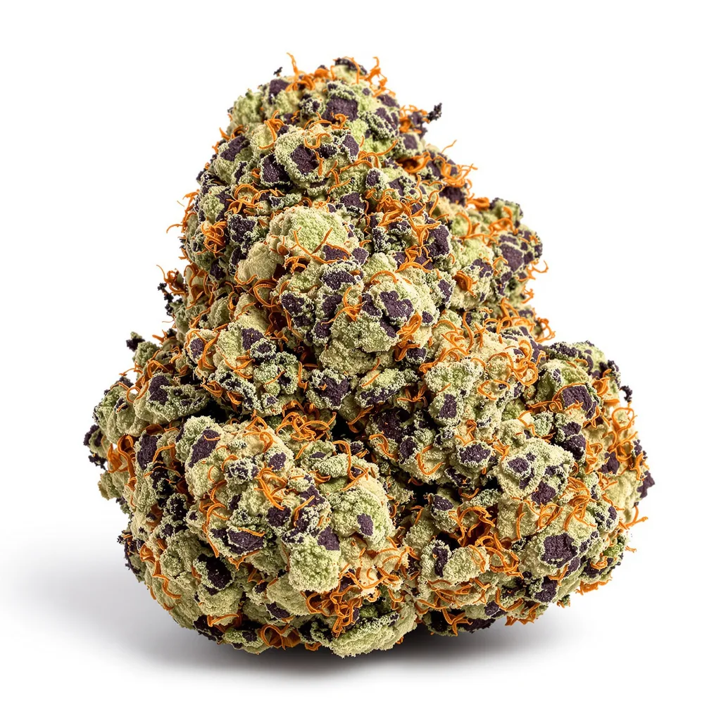 Black Rose 73% indica / 27% sativa — flor con tricomas visibles