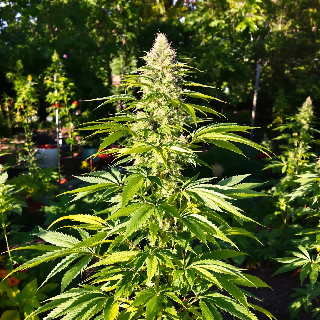 Black Russian 56% indica / 44% sativa — flor con tricomas visibles