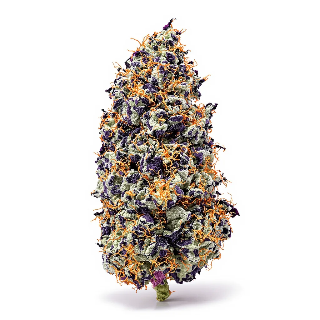 Black Tuna 74% indica / 26% sativa — flor con tricomas visibles