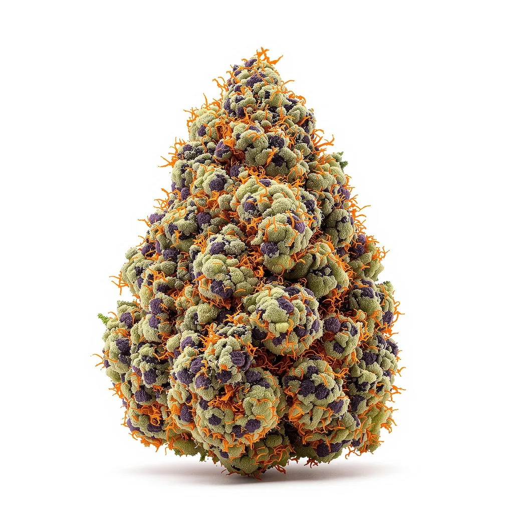 Blackberry Bubble 86% indica / 14% sativa — flor con tricomas visibles