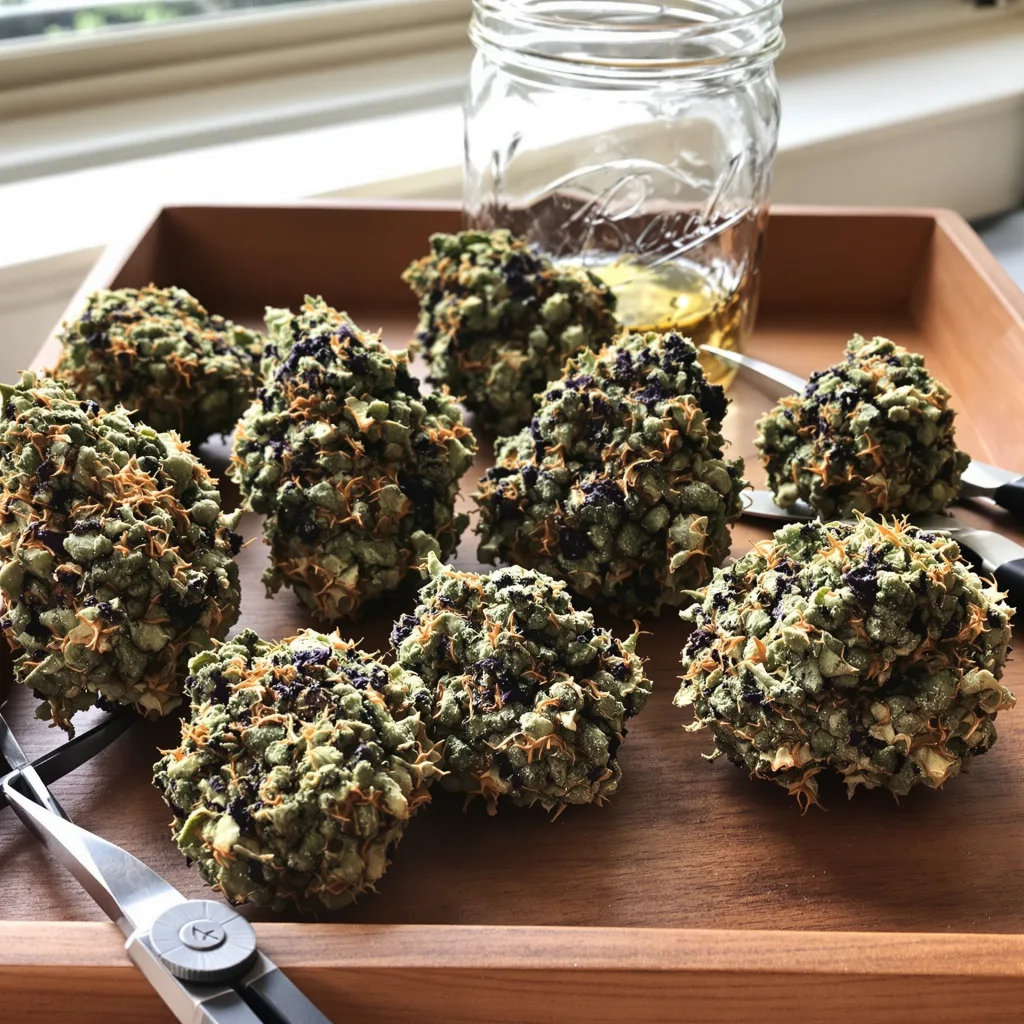 Blackberry Cream 78% indica / 22% sativa — flor con tricomas visibles