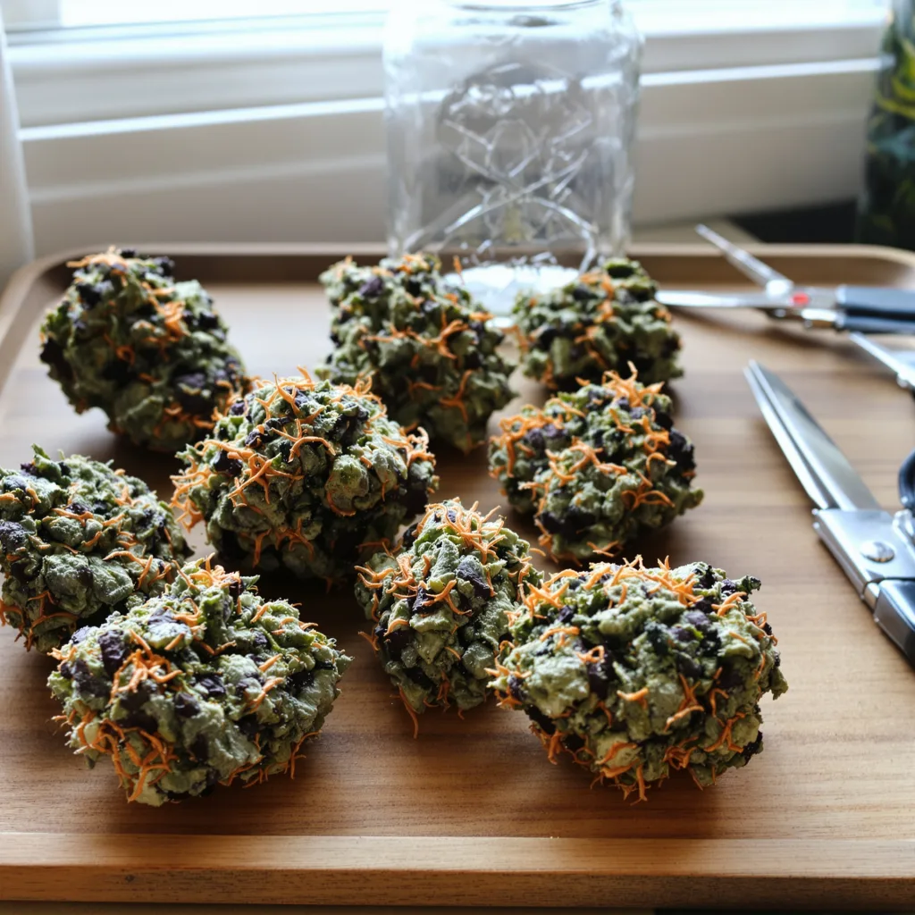 Blackberry Hashplant 76% indica / 24% sativa — flor con tricomas visibles