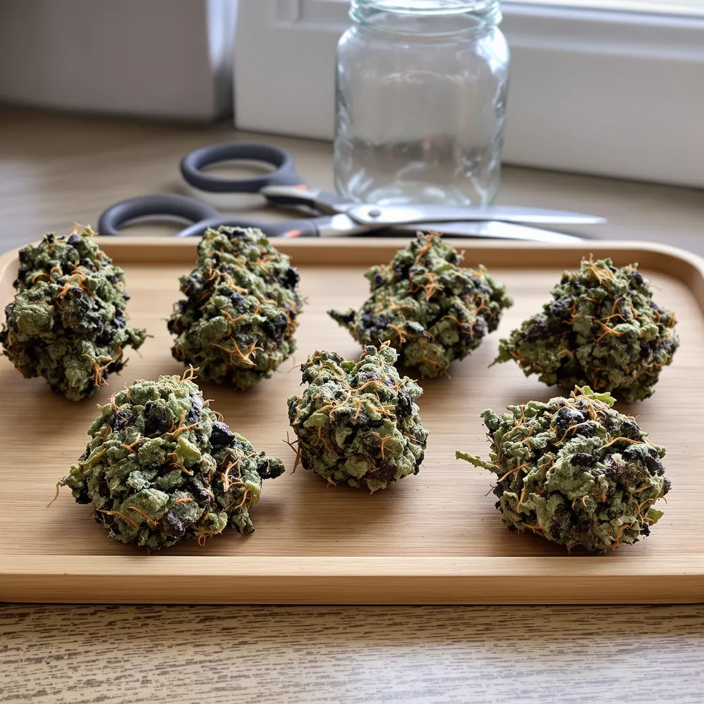 Blackberry Kush 80% indica / 20% sativa — flor con tricomas visibles