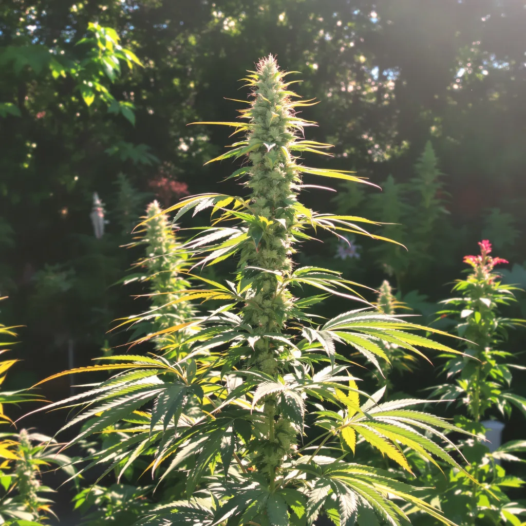 Blob OG 21% indica / 79% sativa — flor con tricomas visibles