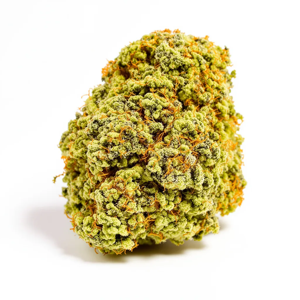 Blob OG 21% indica / 79% sativa — flor con tricomas visibles