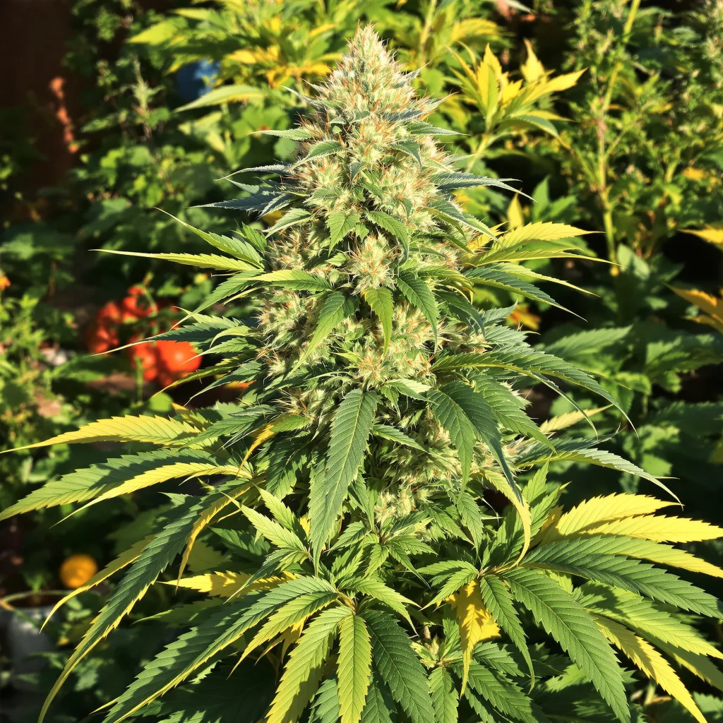 Blue Afghani 74% indica / 26% sativa — flor con tricomas visibles