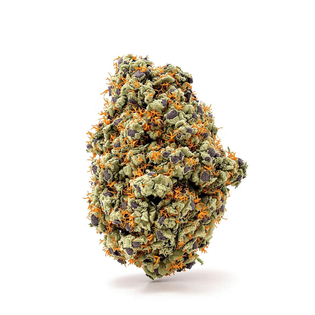 Blue Afghani 74% indica / 26% sativa — flor con tricomas visibles