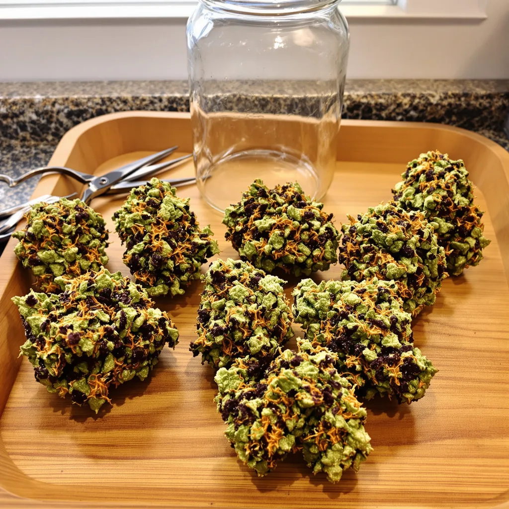 Blue Alien 88% indica / 12% sativa — flor con tricomas visibles