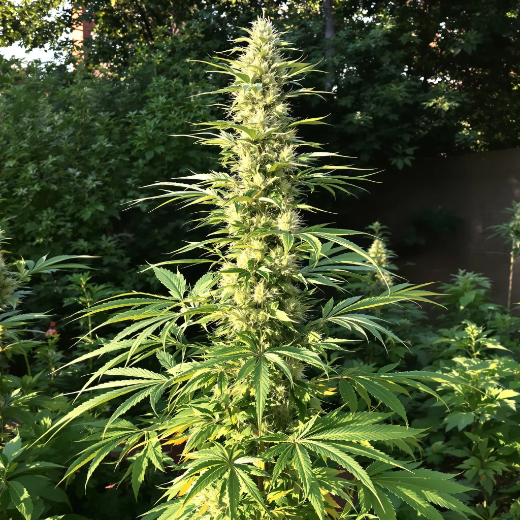 Blue Amnesia 10% indica / 90% sativa — flor con tricomas visibles