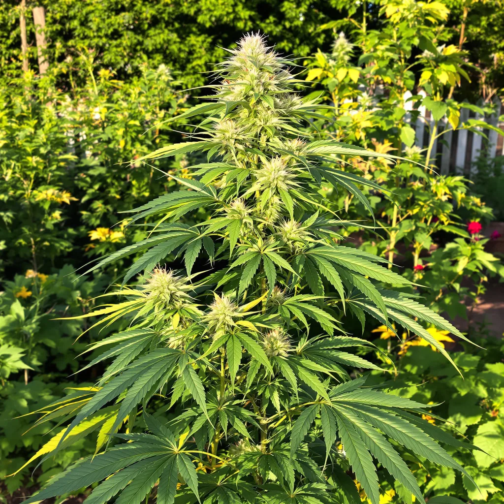 Blue Amnesia 10% indica / 90% sativa — flor con tricomas visibles