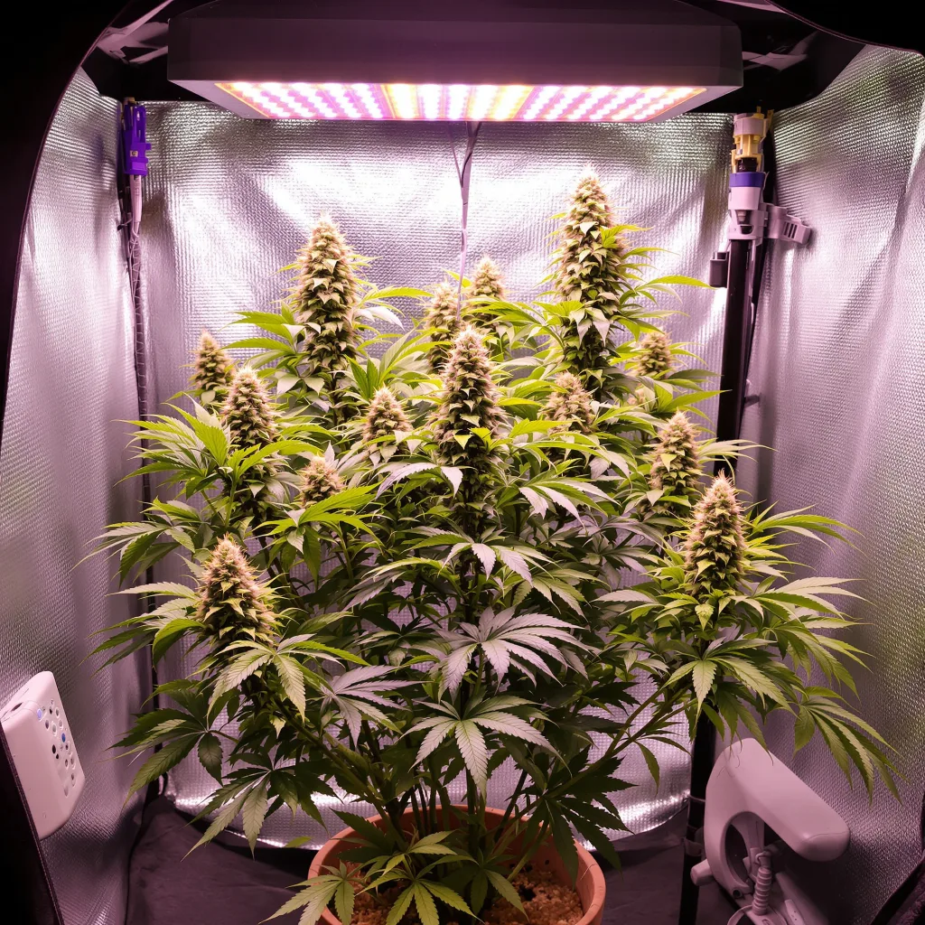 Planta de cannabis Blue Blood en fase de floración — 60-100 cm autofloración