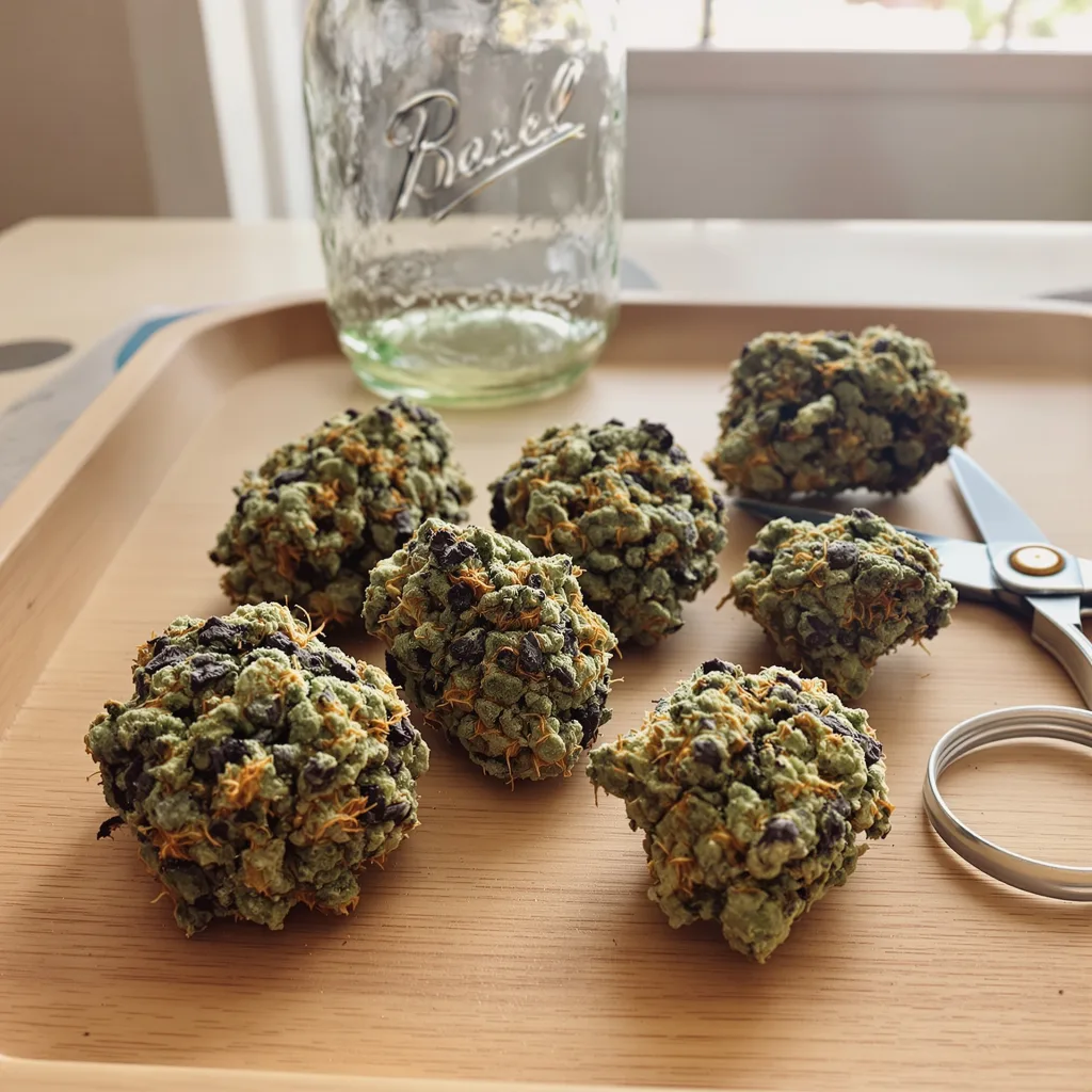 Blue Buddha 69% indica / 31% sativa — flor con tricomas visibles