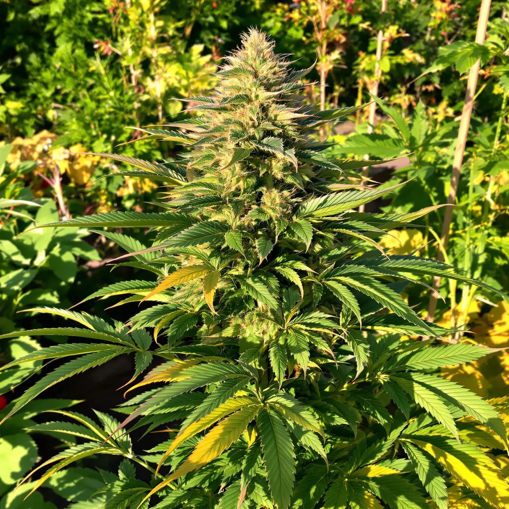 Blue Buddha 69% indica / 31% sativa — flor con tricomas visibles