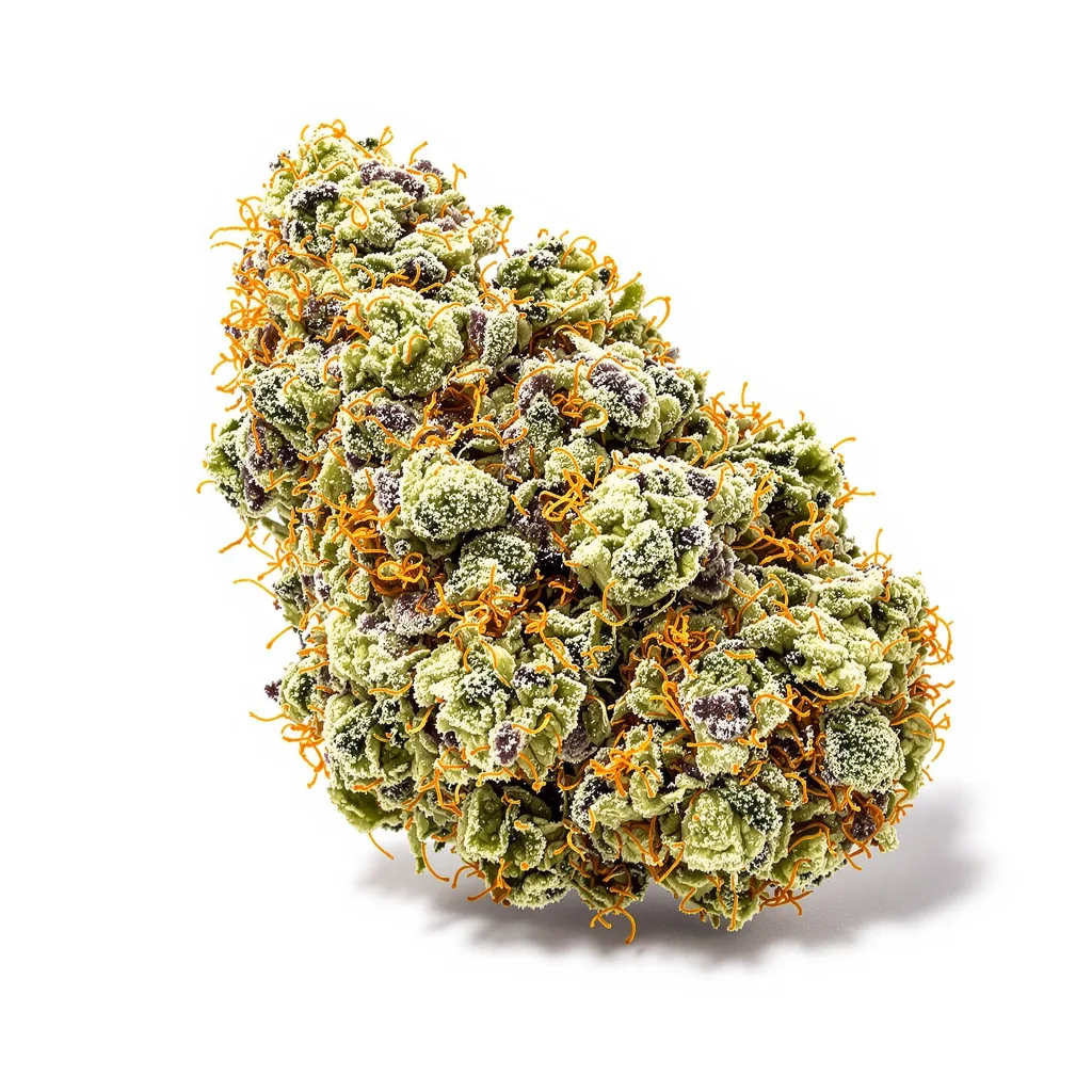 Blue Cheese 60% indica / 40% sativa — flor con tricomas visibles