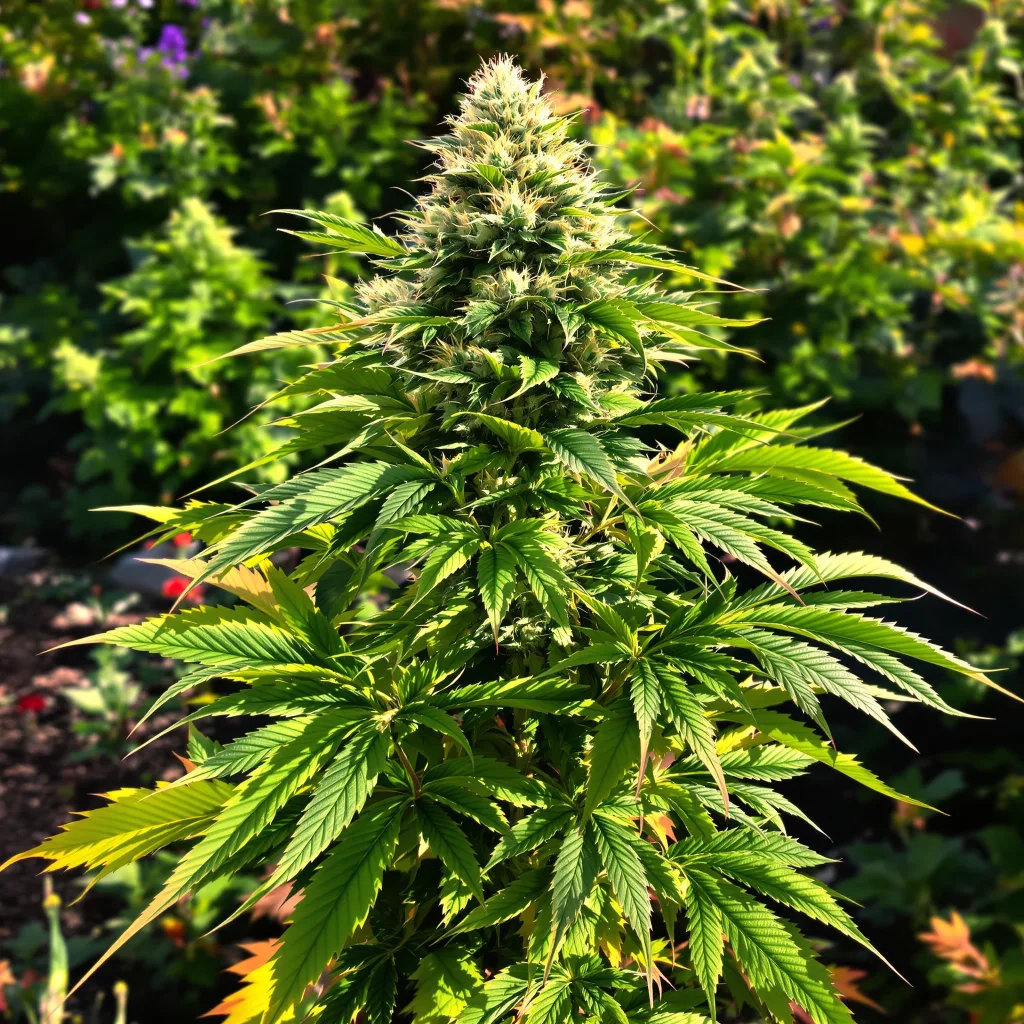 Blue Crack 77% indica / 23% sativa — flor con tricomas visibles