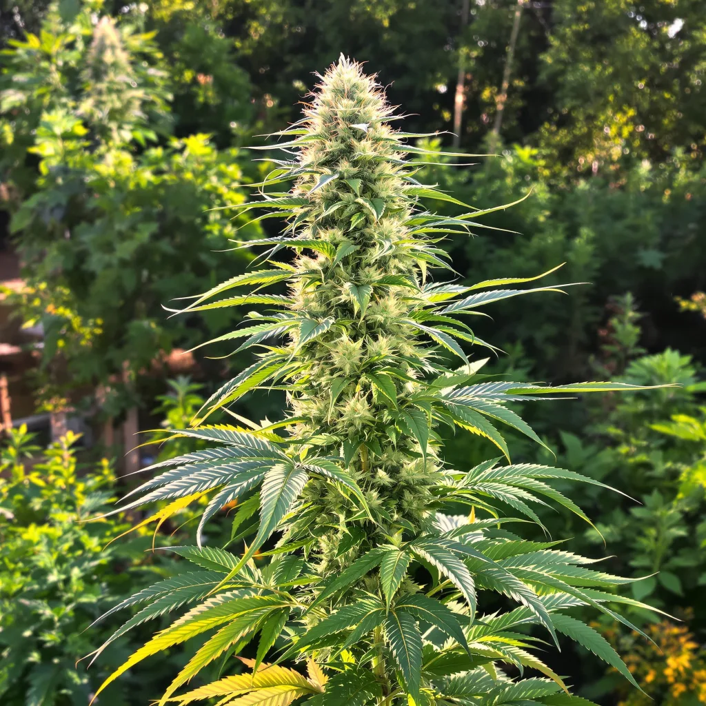 Blue Diamond 14% indica / 86% sativa — flor con tricomas visibles