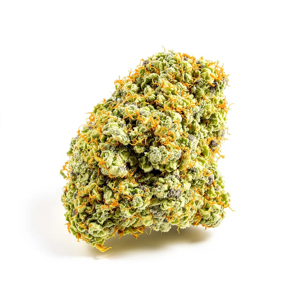 Blue Diamond 14% indica / 86% sativa — flor con tricomas visibles