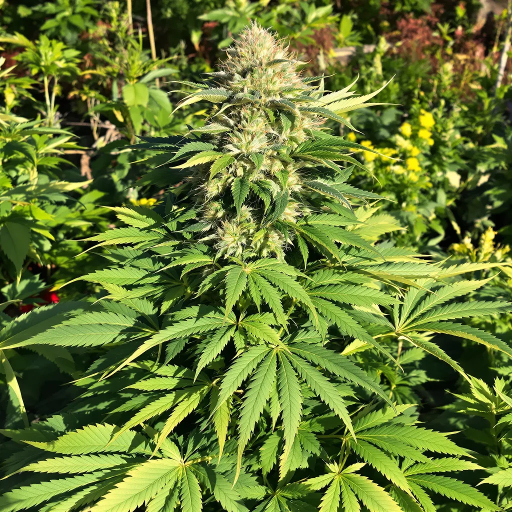 Blue Diesel 75% indica / 25% sativa — flor con tricomas visibles