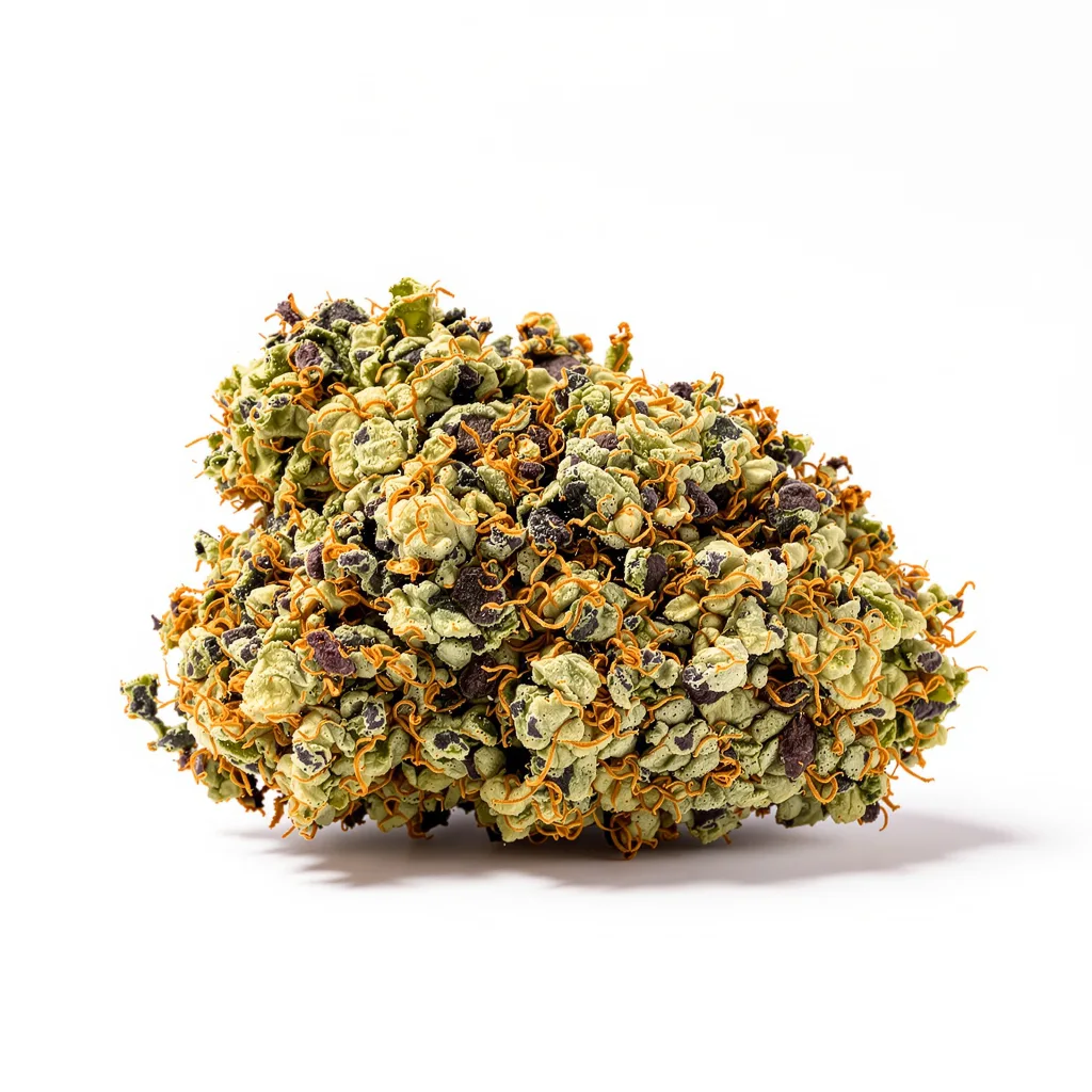 Blue Diesel 75% indica / 25% sativa — flor con tricomas visibles