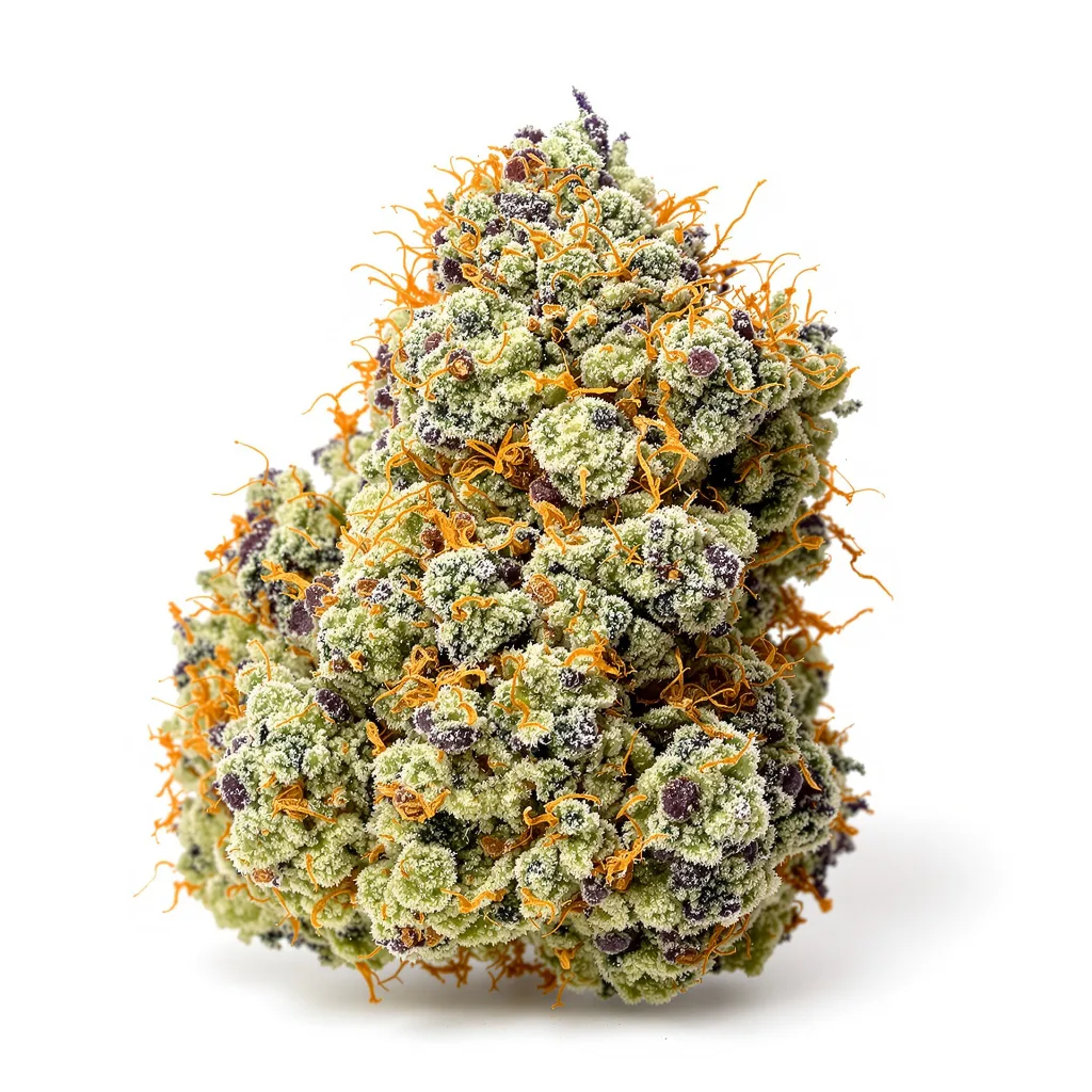 Blue Dragon 61% indica / 39% sativa — flor con tricomas visibles